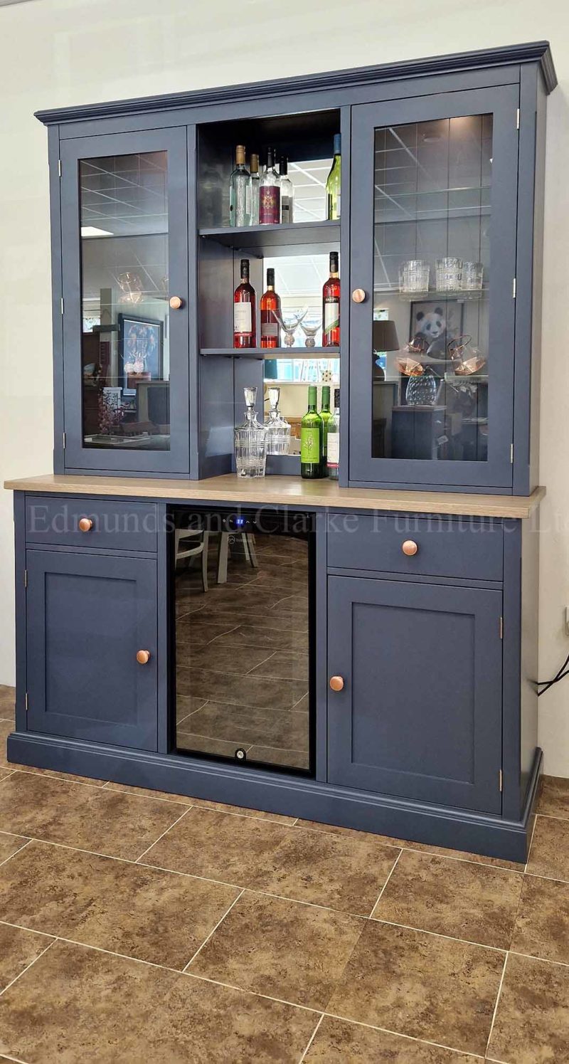 EDM106 Edmunds Drinks Dresser with wine cooler, mirror back and glass shelves