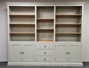 Edmunds Wide Open Bookcase With Doors, drawers and central bookcase