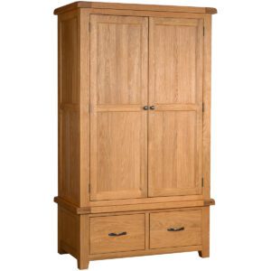 Somerset oak double wardrobe with drawers