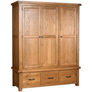 Somerset oak triple wardrobe 3 doors and 3 drawers