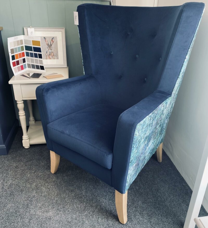 Mairana Wing chair in blue and teal