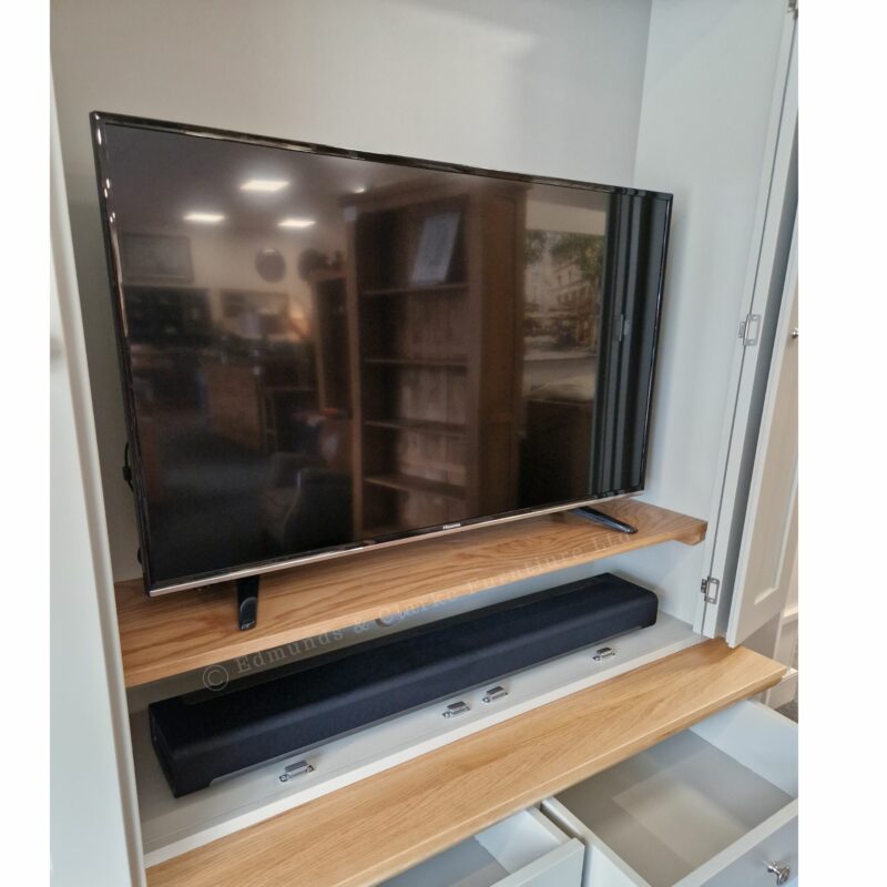 TV Entertainment cupboard showing inside