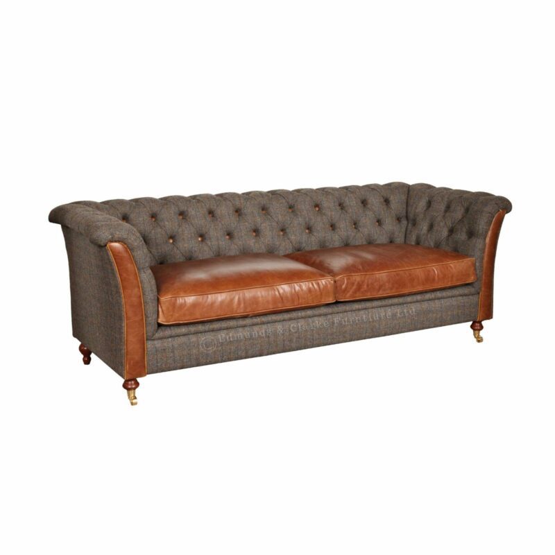 Granby Sofa in moreland tweed and cerato leather