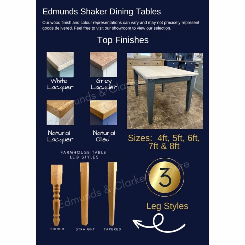 Edmunds shaker dining table detail sheet for web. Edmunds & Clarke Furniture