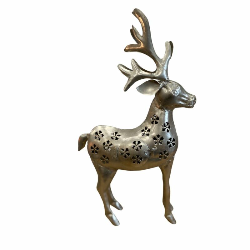 Small metal reindeer tea light holder no background. Edmunds & Clarke Furniture