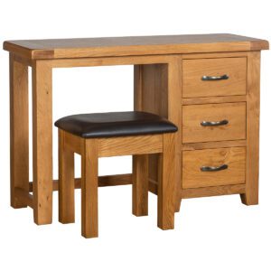 Somerset oak dressing table showing with stool