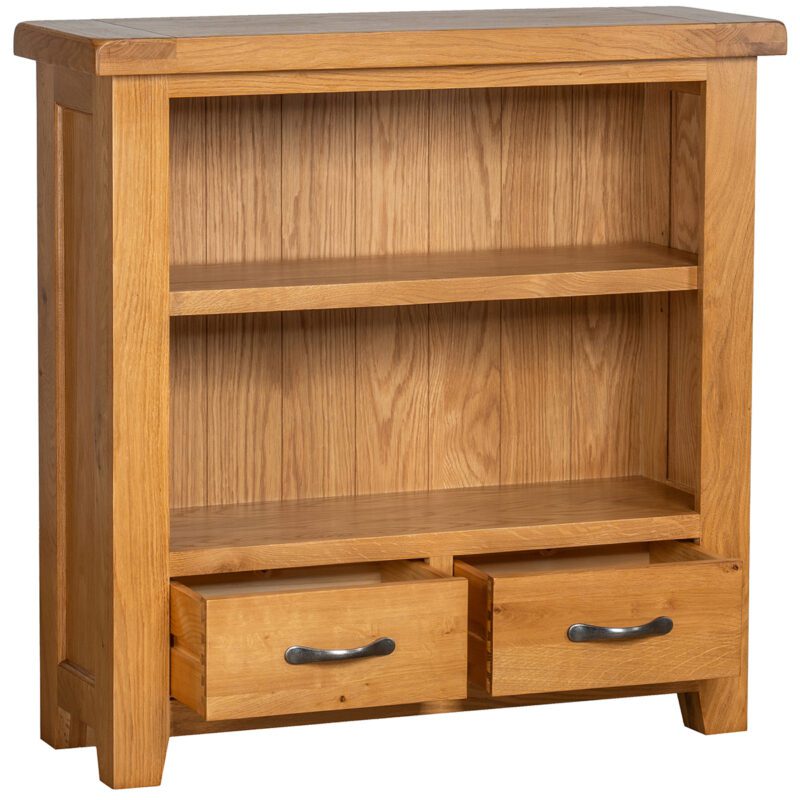 Somerset oak Small bookcase drawers open