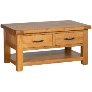 Somerset oak Coffee Table with 2 drawers and shelf below