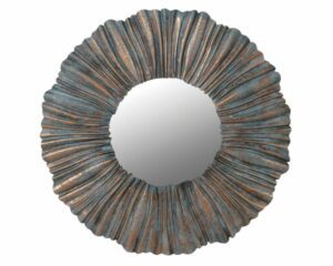PCE227 Pleated wall mirror. Made from iron with teal tints. Edmunds & Clarke Furniture