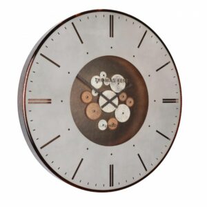 Thomas Kent Clocksmith Wall Clock - Bronze. Showing mechanisms in the centre. Edmunds & Clarke Furniture