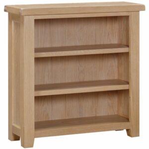 Suffolk White washed Oak Low Wide Bookcase. Edmunds & Clarke Furniture