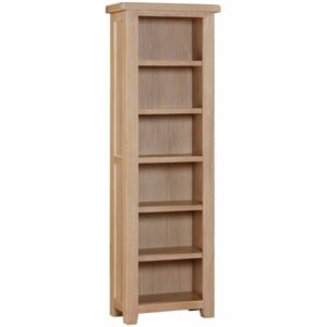 Suffolk White washed Oak Tall Narrow Bookcase. Edmunds & Clarke Furniture