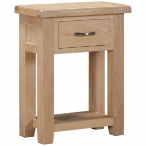 Suffolk White washed oak 1 drawer console table. Edmunds & Clarke Furniture