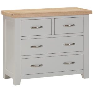 Suffolk painted 2+2 chest drawers. Chunky oak top. Edmunds & Clarke Furniture